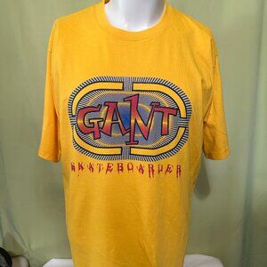 Vintage Gant Skateboarder Men's Yellow T Shirt Size 2XL Cotton